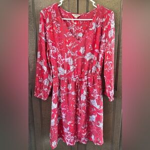 Lucky Brand Red Floral Mini Dress Size XS